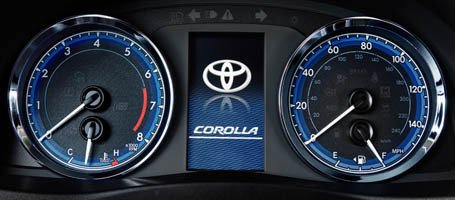 2017-Toyota-Corolla illuminated speedometer and tachometer